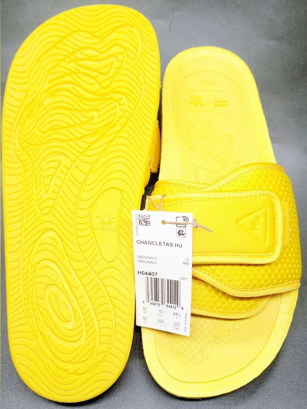Adidas Boost x Pharrel HU Chancletas Slides Sz 10 Men Lot Of 2 NIB Pink/Yellow